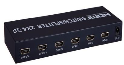 HDMI Splitter/Switch 2X4 with audio output 3D ,1080p  V1.4a